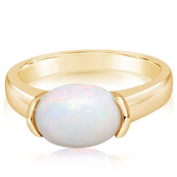 Yellow Gold Natural Light Opal Ring Timmreck & McNicol Jewelers McMinnville, OR