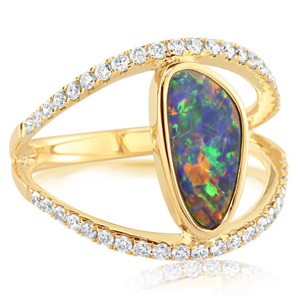Yellow Gold Opal Doublet Ring Ware's Jewelers Bradenton, FL