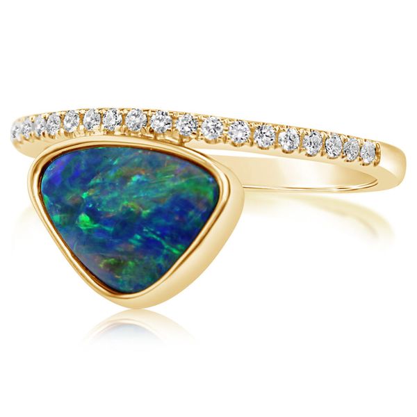 Yellow Gold Opal Doublet Ring Image 2 P.K. Bennett Jewelers Mundelein, IL