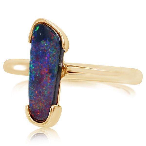 Yellow Gold Opal Doublet Ring Image 2 Banks Jewelers Burnsville, NC