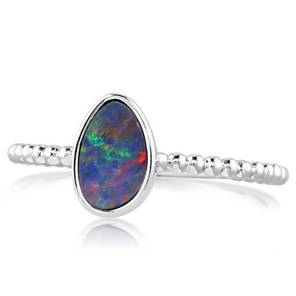 White Gold Opal Doublet Ring Leslie E. Sandler Fine Jewelry and Gemstones rockville , MD