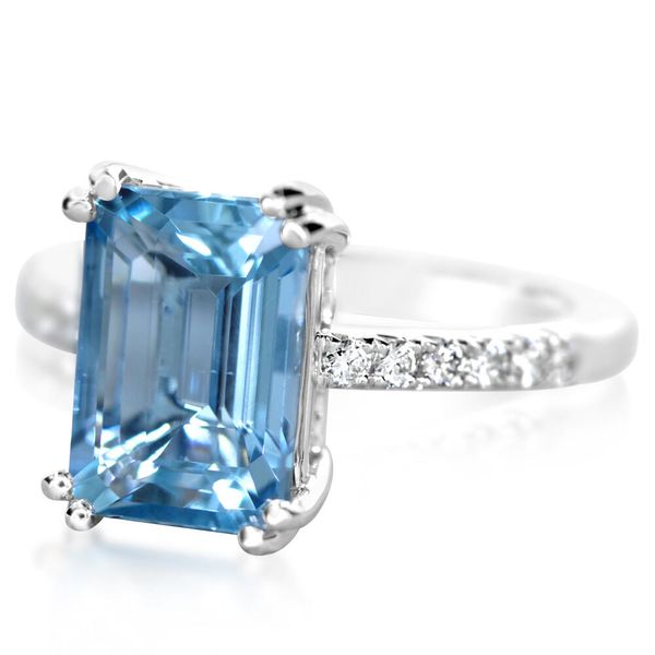 White Gold Aquamarine Ring Image 2 Blue Heron Jewelry Company Poulsbo, WA