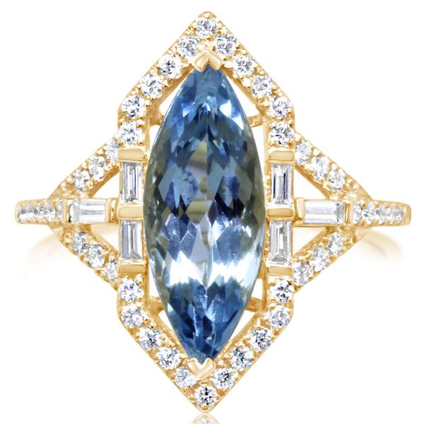 Yellow Gold Aquamarine Ring Mar Bill Diamonds and Jewelry Belle Vernon, PA