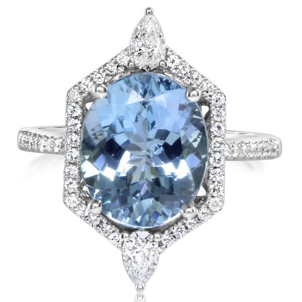 White Gold Aquamarine Ring Blue Heron Jewelry Company Poulsbo, WA