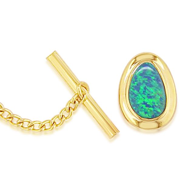 Yellow Gold Opal Doublet Tie Tack Ware's Jewelers Bradenton, FL
