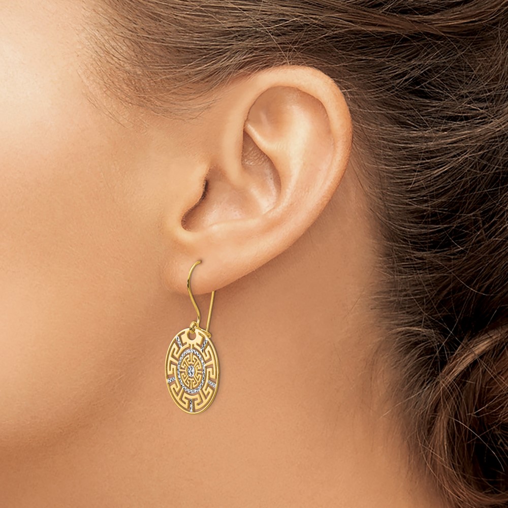 14K Two-Tone Gold Dangle Earrings Image 3 Raleigh Diamond Fine Jewelry Raleigh, NC