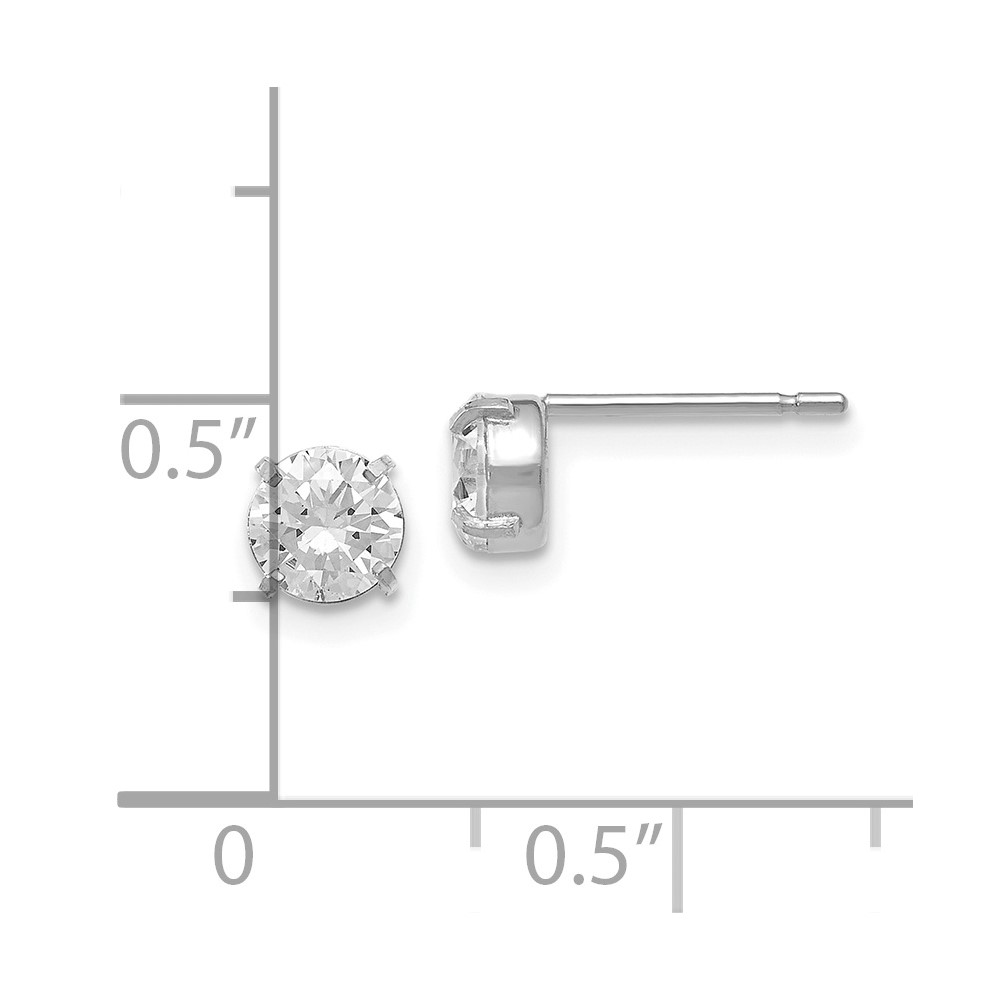 14K White Gold 5mm Cubic Zirconia Stud Earrings Image 2 Raleigh Diamond Fine Jewelry Raleigh, NC