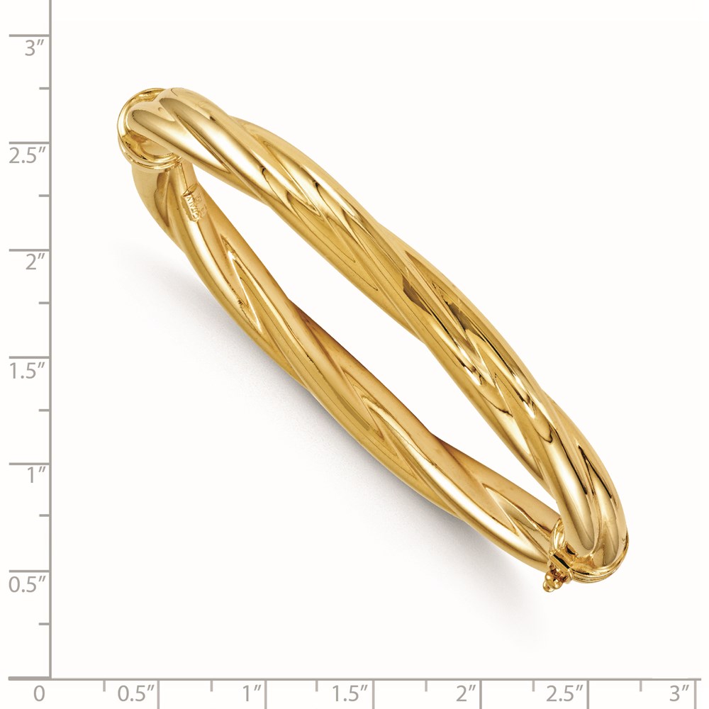 14K Yellow Gold Polished Twisted Bangle Bracelet Image 2 Lennon's W.B. Wilcox Jewelers New Hartford, NY