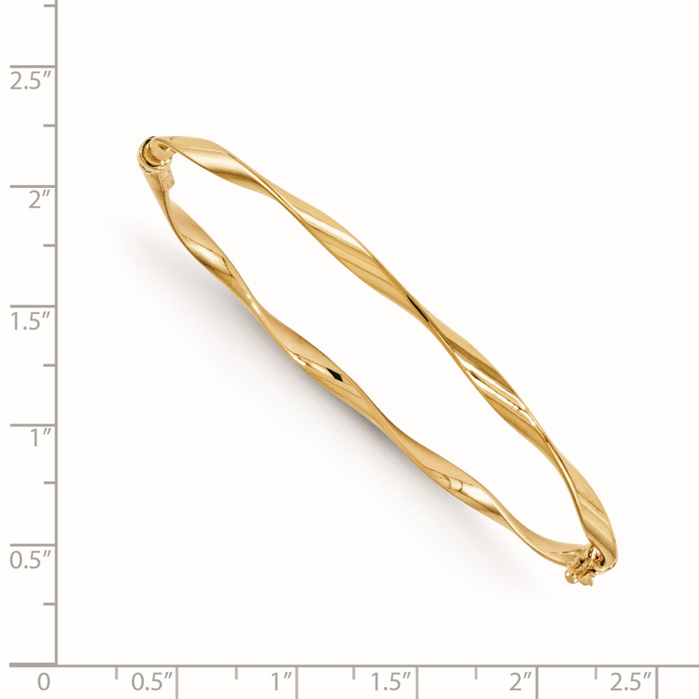 14K Yellow Gold Polished Twisted Bangle Bracelet Image 2 Lennon's W.B. Wilcox Jewelers New Hartford, NY