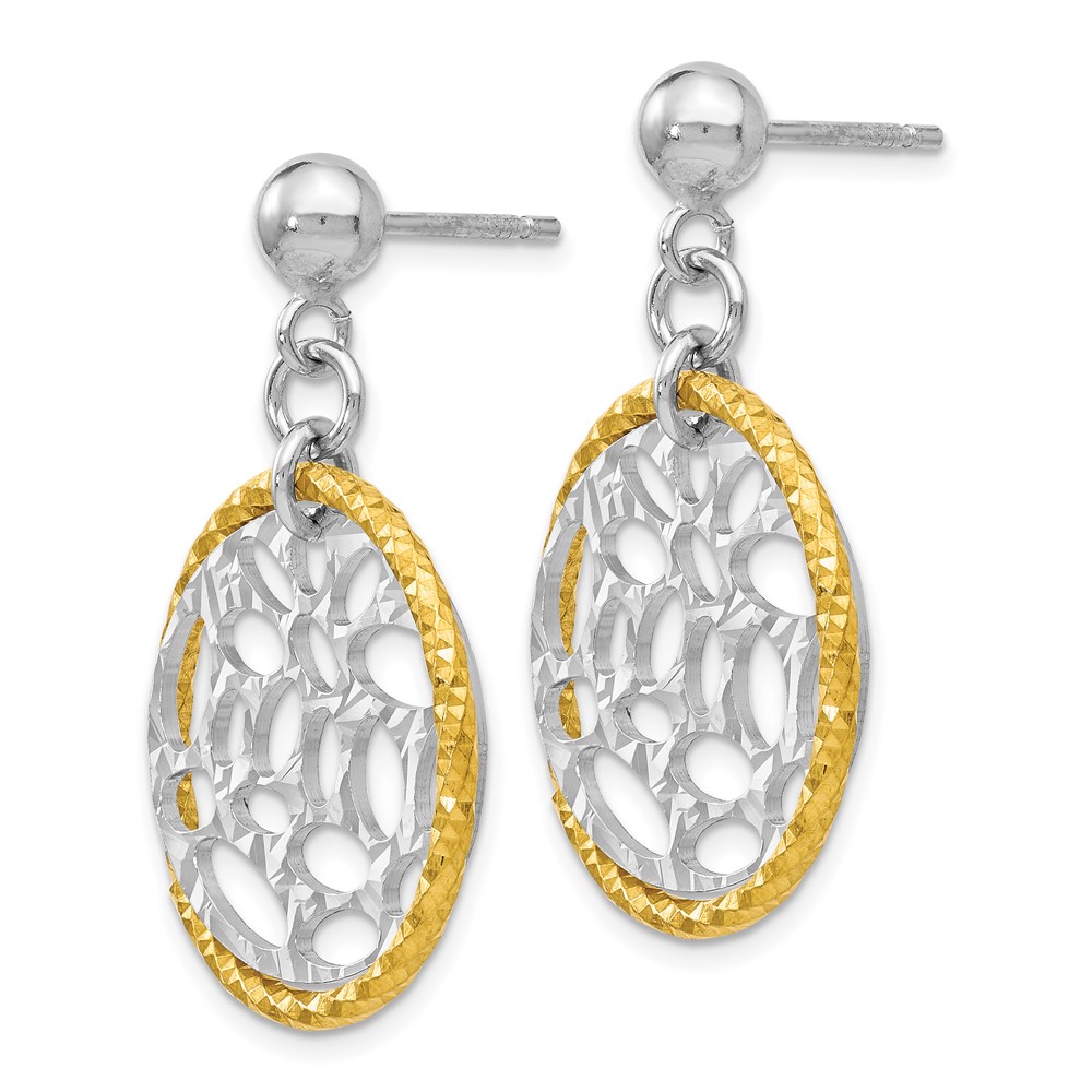Gold-Tone Sterling Silver Dangle Earrings Image 2 Diamonds Direct St. Petersburg, FL