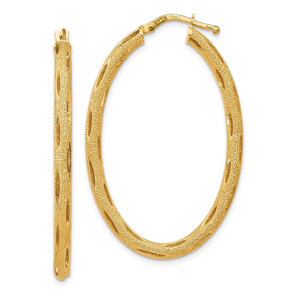 14K Yellow Gold Textured Hoop Earrings Lennon's W.B. Wilcox Jewelers New Hartford, NY