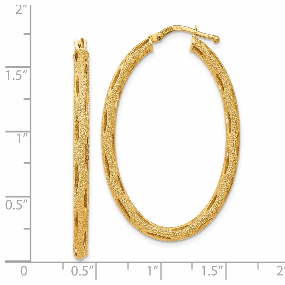 14K Yellow Gold Textured Hoop Earrings Image 3 Lennon's W.B. Wilcox Jewelers New Hartford, NY