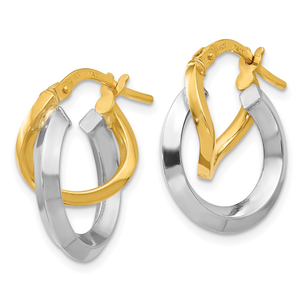 14K Two-Tone Gold Hoop Earrings Image 2 Brummitt Jewelry Design Studio LLC Raleigh, NC