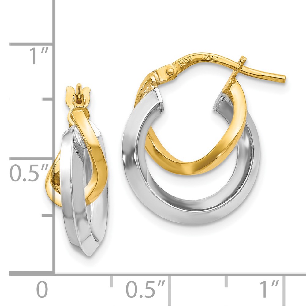 14K Two-Tone Gold Hoop Earrings Image 3 Brummitt Jewelry Design Studio LLC Raleigh, NC