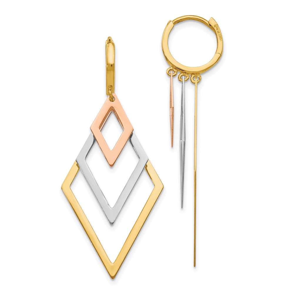 14K Tri-Color Gold Dangle Earrings Brummitt Jewelry Design Studio LLC Raleigh, NC