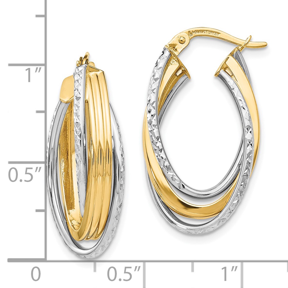 14K Two-Tone Gold Polished Hoop Earrings Image 3 Brummitt Jewelry Design Studio LLC Raleigh, NC