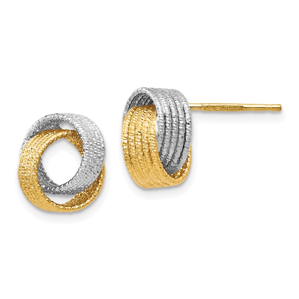 14K Two-Tone Gold Polished Textured Earrings Brummitt Jewelry Design Studio LLC Raleigh, NC
