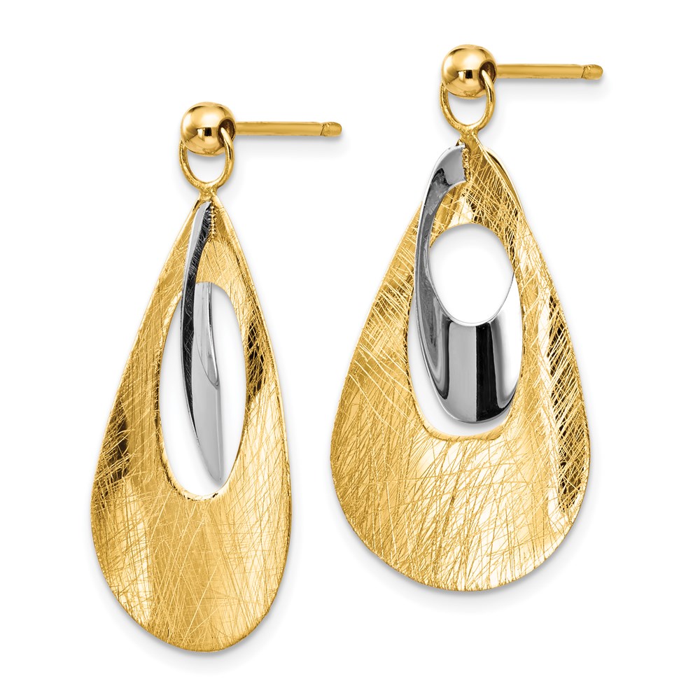 14K Two-Tone Gold Polished Earrings Image 2 Raleigh Diamond Fine Jewelry Raleigh, NC