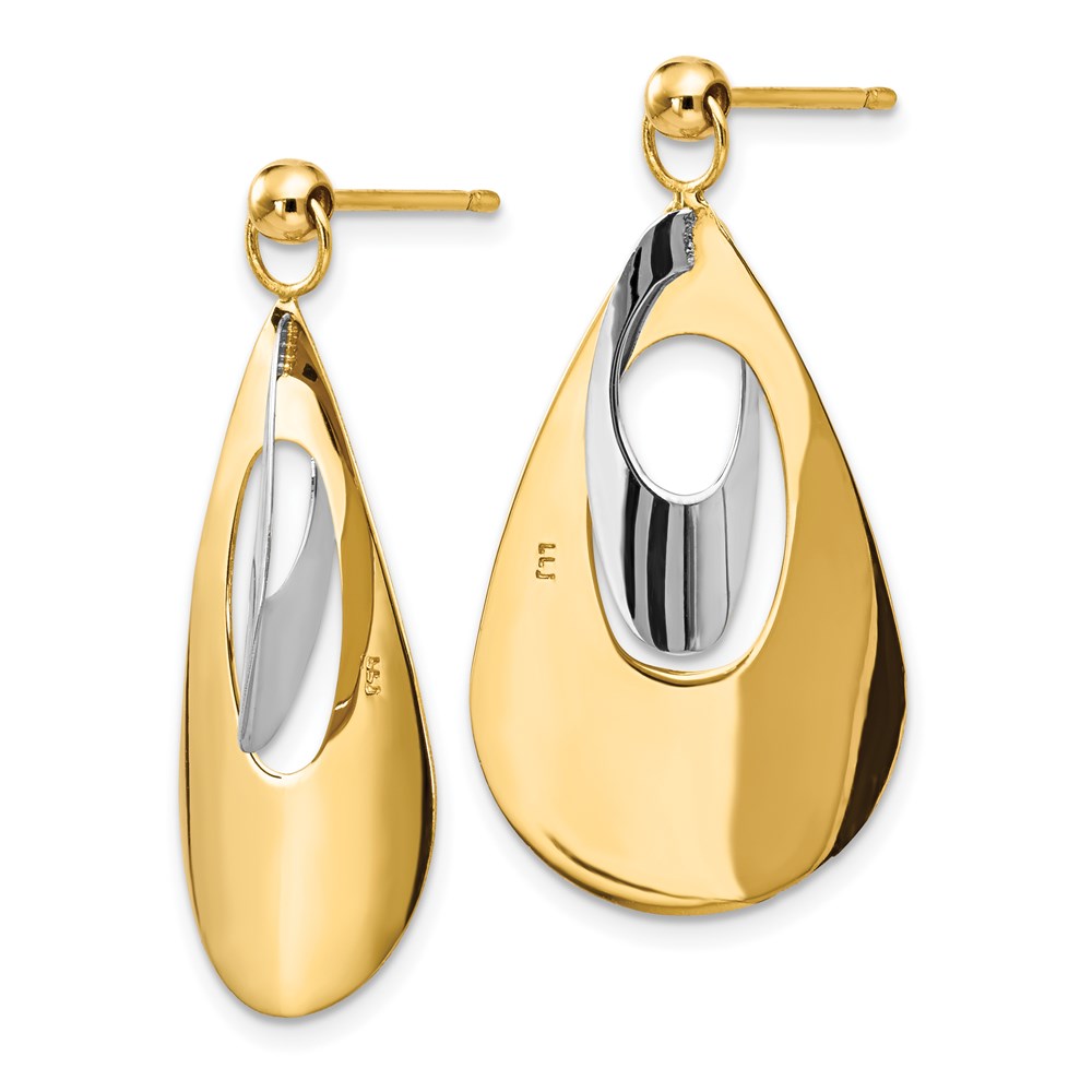 14K Two-Tone Gold Polished Earrings Image 3 Raleigh Diamond Fine Jewelry Raleigh, NC