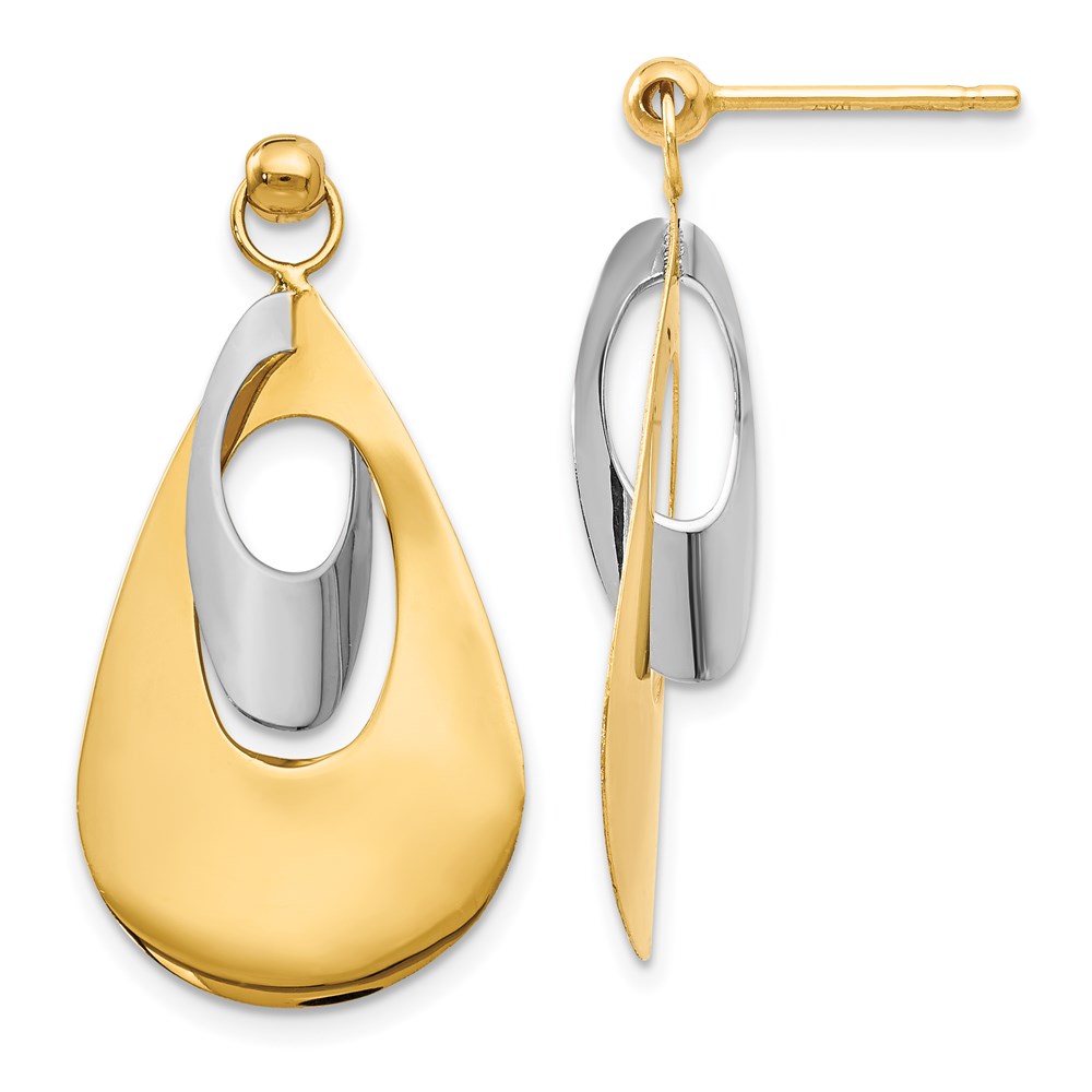 14K Two-Tone Gold Polished Earrings Image 5 Brummitt Jewelry Design Studio LLC Raleigh, NC