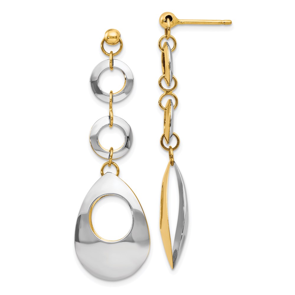 14K Two-Tone Gold Polished Earrings Image 5 Brummitt Jewelry Design Studio LLC Raleigh, NC
