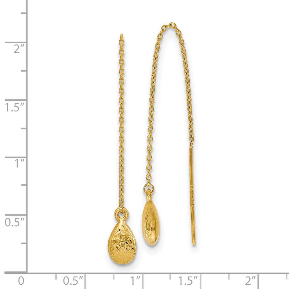 14K Yellow Gold Polished Textured Earrings Image 3 Brummitt Jewelry Design Studio LLC Raleigh, NC