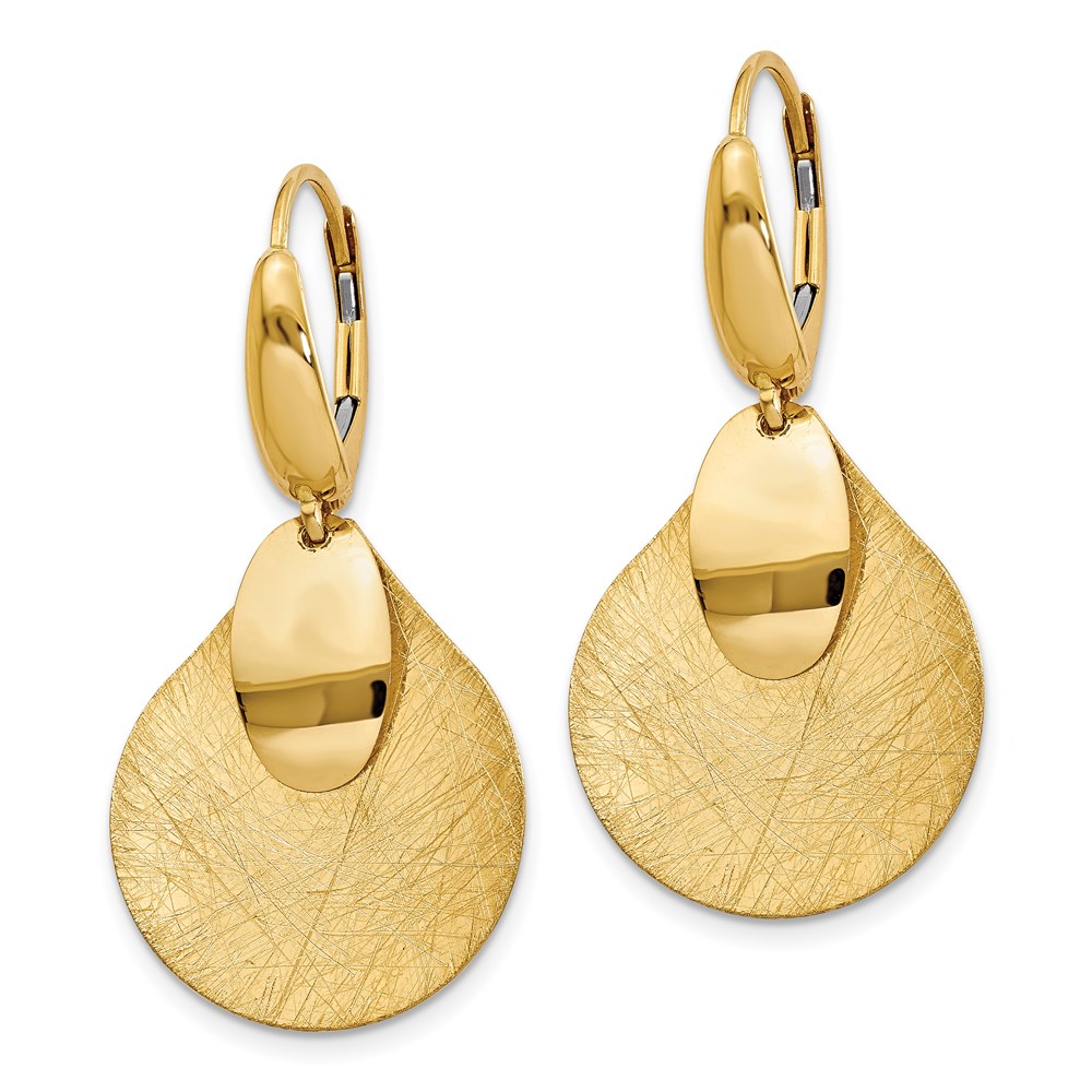 14K Yellow Gold Polished Textured Earrings Image 2 Raleigh Diamond Fine Jewelry Raleigh, NC
