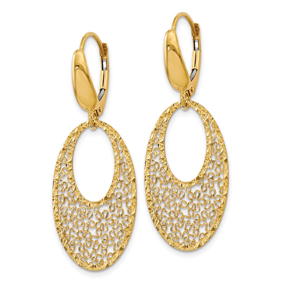 14K Yellow Gold Polished Textured Earrings Image 2 Brummitt Jewelry Design Studio LLC Raleigh, NC
