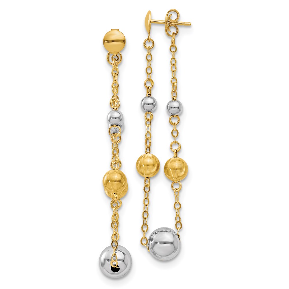 14K Two-Tone Gold Polished Dangle Earrings Raleigh Diamond Fine Jewelry Raleigh, NC