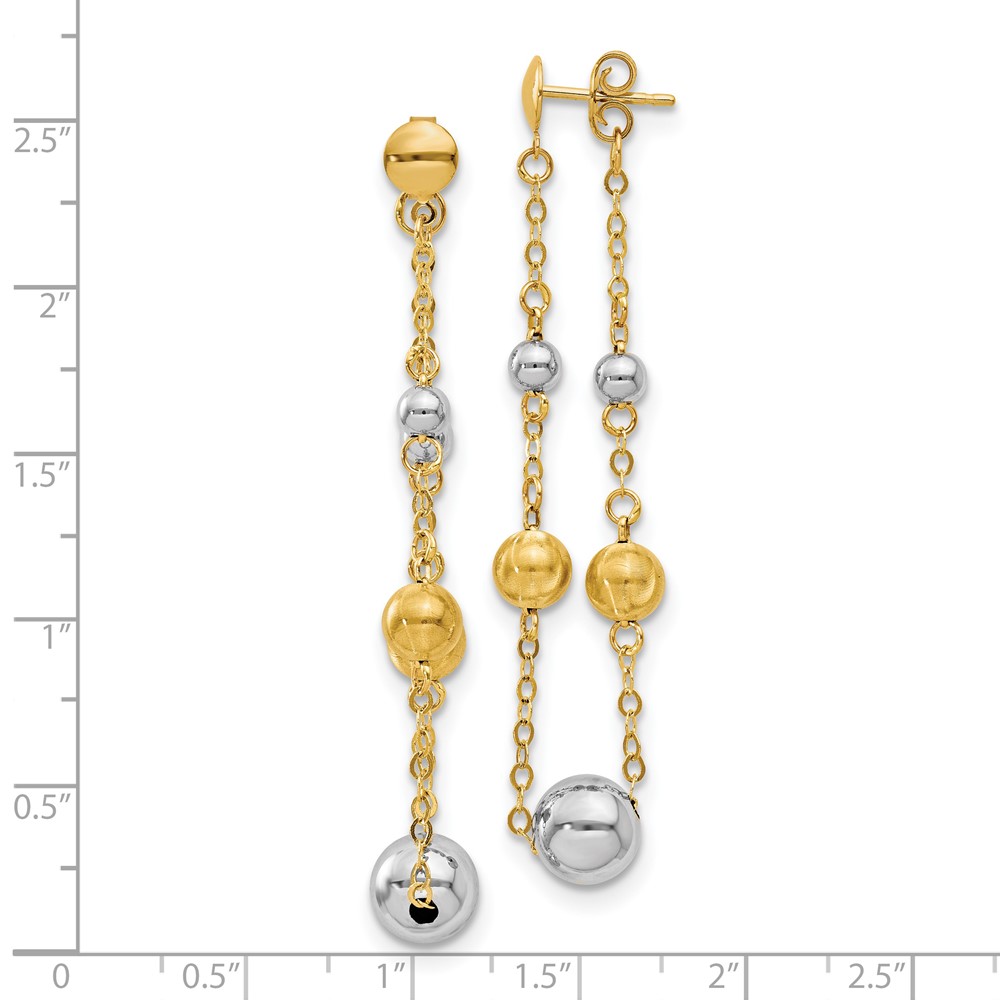 14K Two-Tone Gold Polished Dangle Earrings Image 4 Raleigh Diamond Fine Jewelry Raleigh, NC