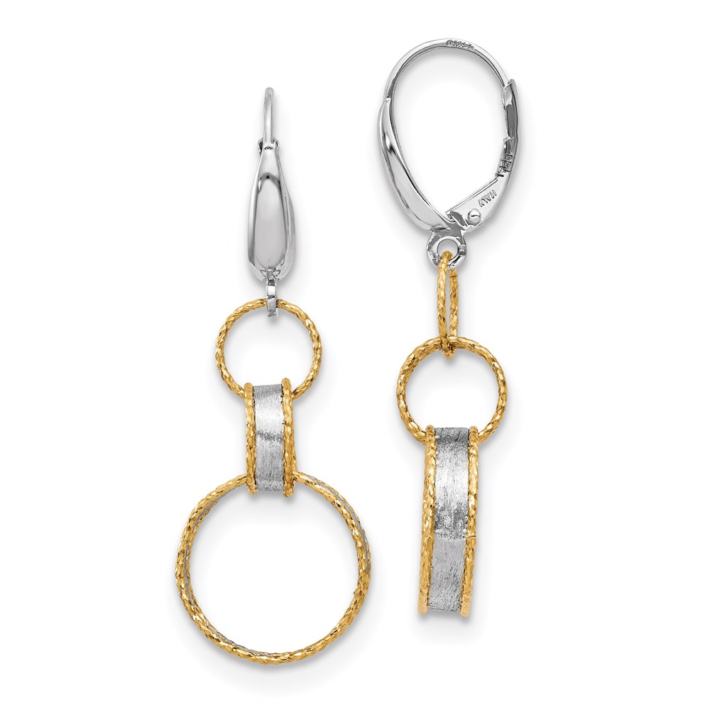 14K Two-Tone Gold Dangle Earrings Raleigh Diamond Fine Jewelry Raleigh, NC