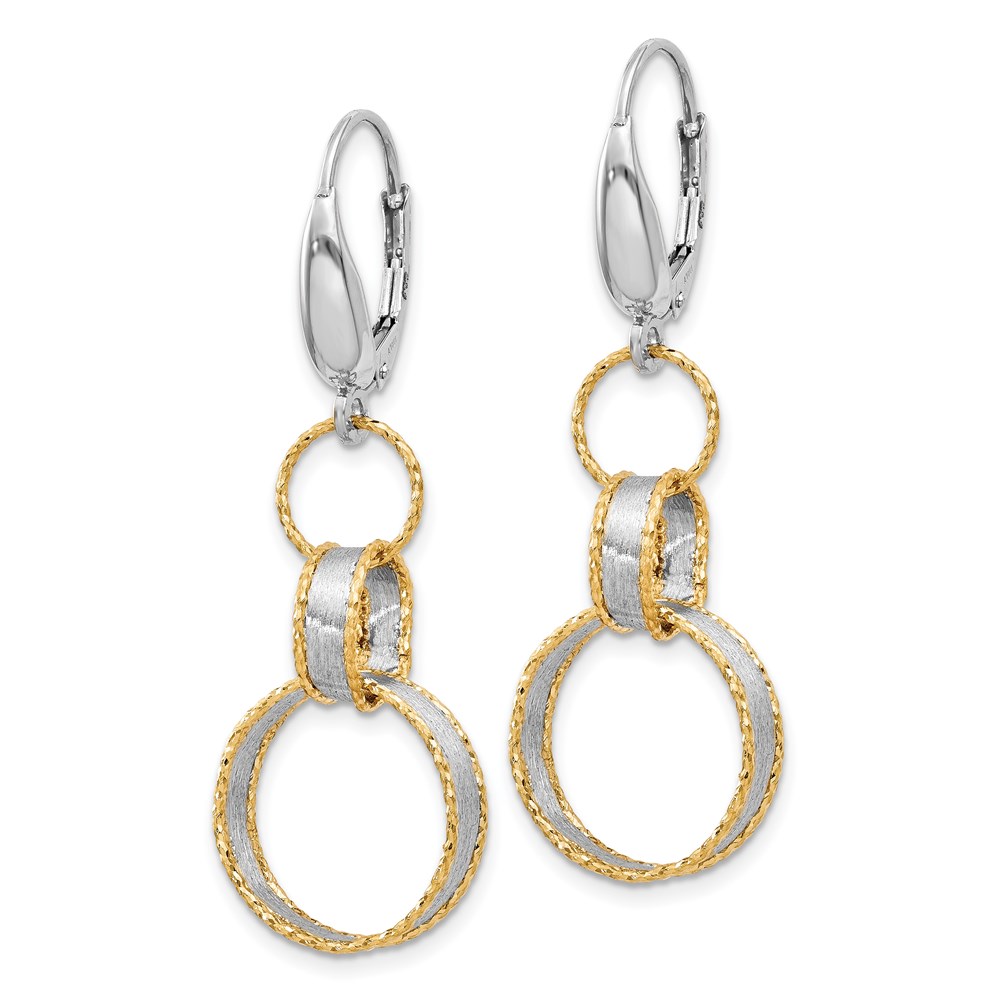 14K Two-Tone Gold Dangle Earrings Image 2 Raleigh Diamond Fine Jewelry Raleigh, NC