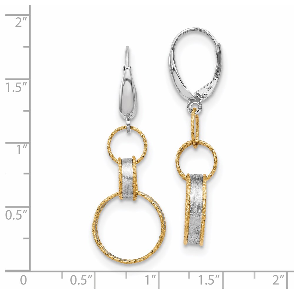 14K Two-Tone Gold Dangle Earrings Image 3 Raleigh Diamond Fine Jewelry Raleigh, NC