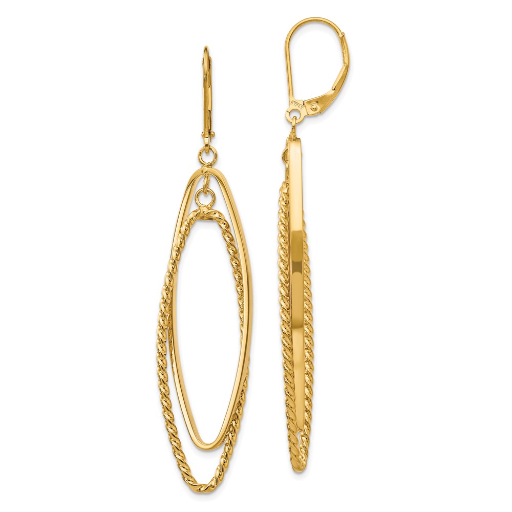 14K Yellow Gold Polished Textured Dangle Earrings Brummitt Jewelry Design Studio LLC Raleigh, NC