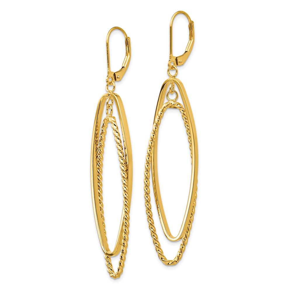 14K Yellow Gold Polished Textured Dangle Earrings Image 2 Brummitt Jewelry Design Studio LLC Raleigh, NC