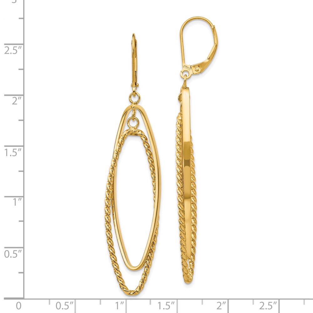 14K Yellow Gold Polished Textured Dangle Earrings Image 3 Brummitt Jewelry Design Studio LLC Raleigh, NC