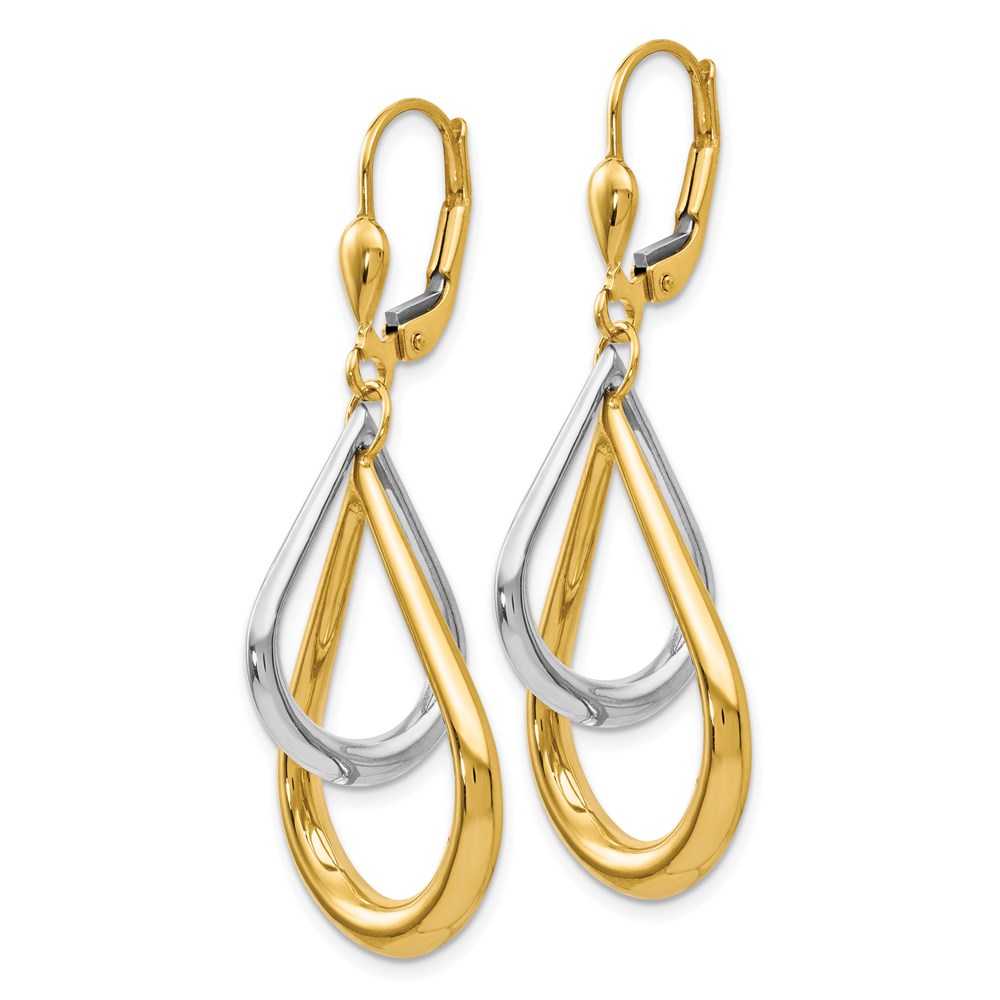 14K Two-Tone Gold Polished Earrings Image 2 Brummitt Jewelry Design Studio LLC Raleigh, NC