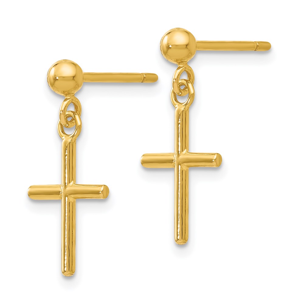 14K Yellow Gold Polished Earrings Image 2 Greenfield Jewelers Pittsburgh, PA