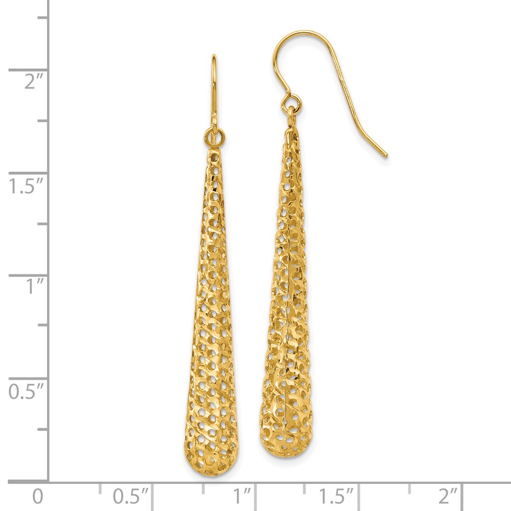 14K Yellow Gold Dangle Earrings Image 3 Raleigh Diamond Fine Jewelry Raleigh, NC