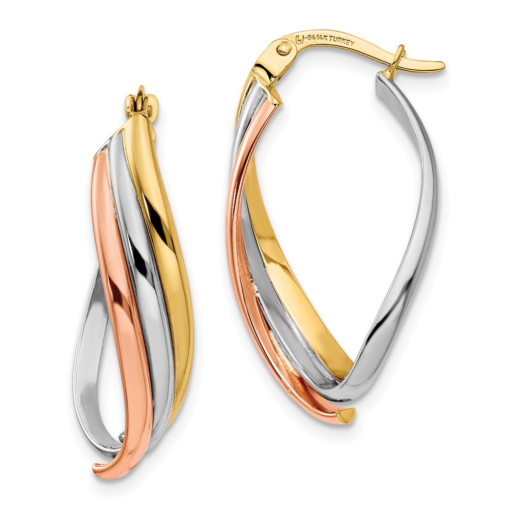 14K Tri-Color Gold Polished Hoop Earrings Brummitt Jewelry Design Studio LLC Raleigh, NC