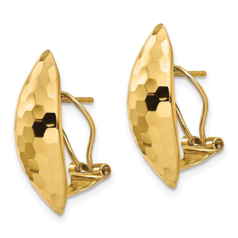 14K Yellow Gold Polished Textured Earrings Image 2 Raleigh Diamond Fine Jewelry Raleigh, NC