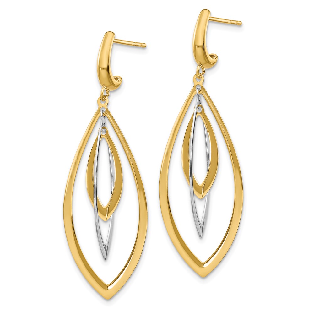 14K Two-Tone Gold Polished Dangle Earrings Image 2 Brummitt Jewelry Design Studio LLC Raleigh, NC