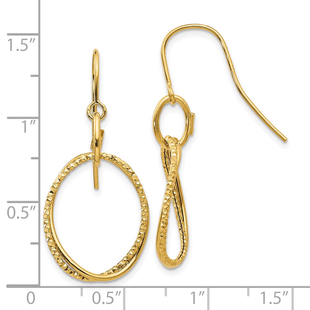 14K Yellow Gold Polished Textured Earrings Image 3 Brummitt Jewelry Design Studio LLC Raleigh, NC