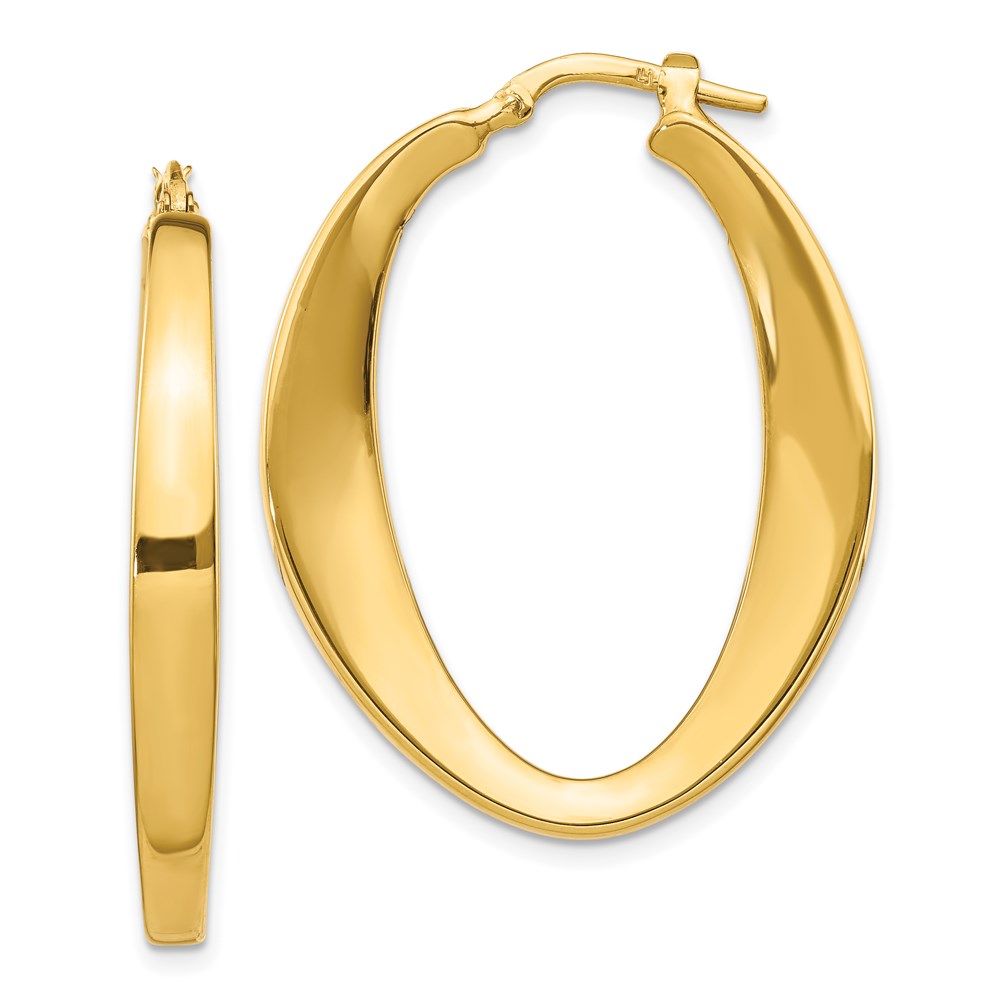14K Yellow Gold Hoop Earrings Polished Jewelry 