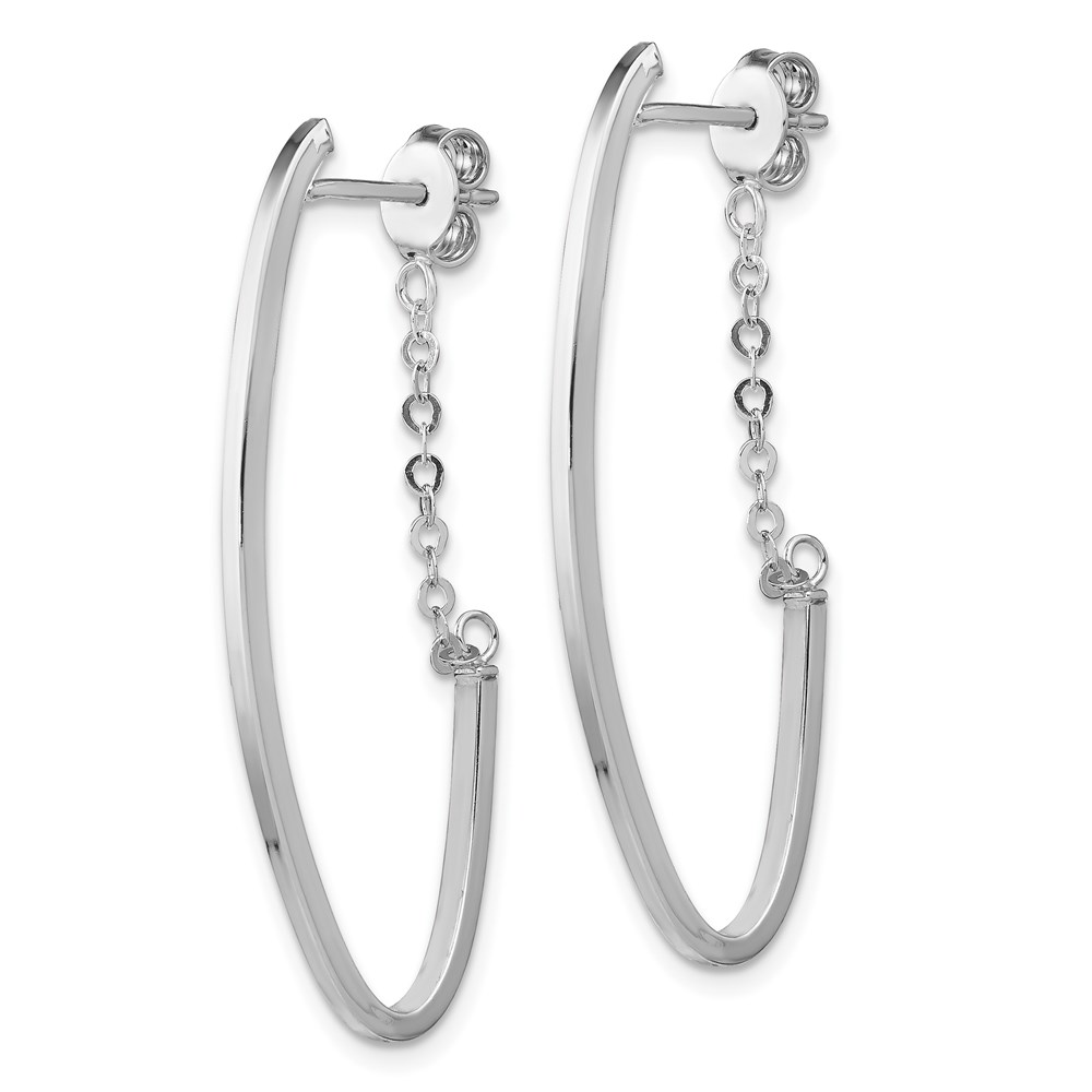 14K White Gold Polished Hoop Earrings Image 2 Brummitt Jewelry Design Studio LLC Raleigh, NC