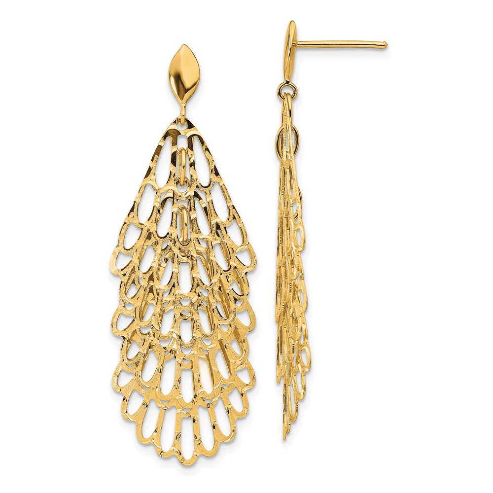 14K Yellow Gold Polished Textured Dangle Earrings Brummitt Jewelry Design Studio LLC Raleigh, NC