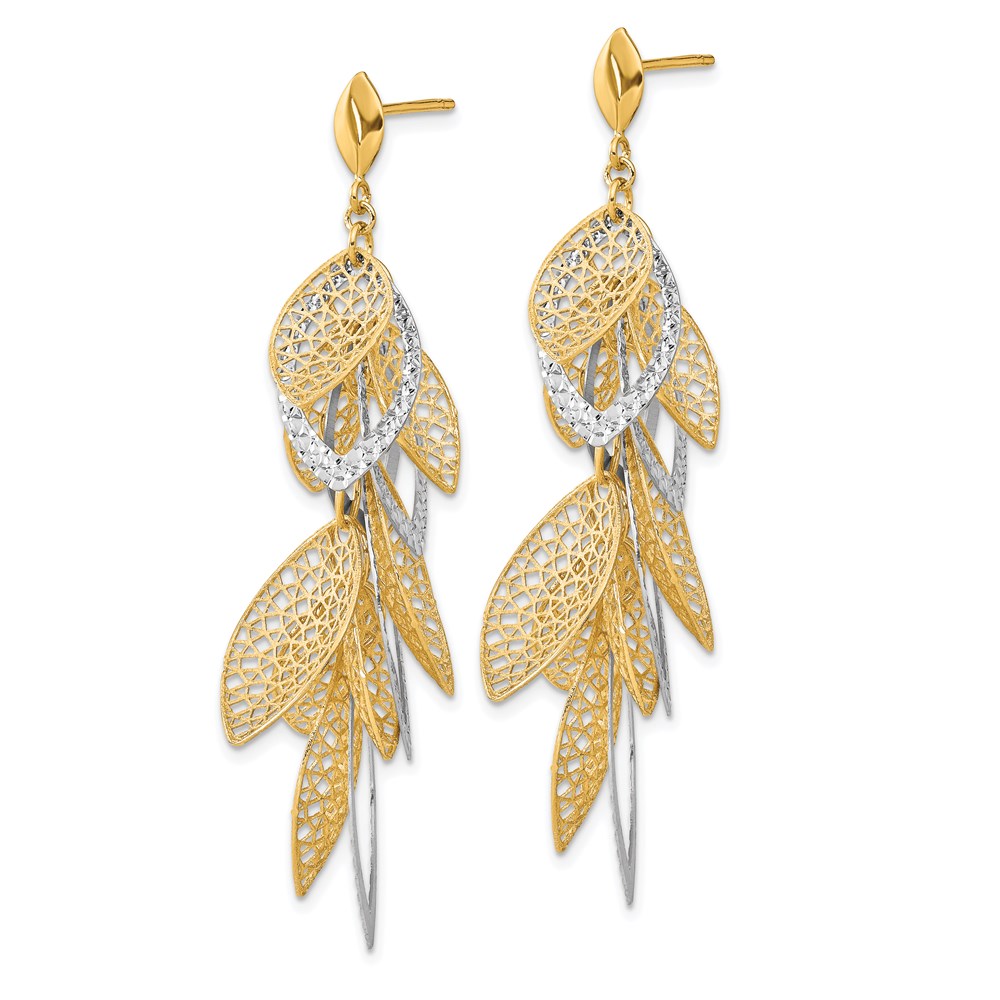 14K Two-Tone Gold Polished Dangle Earrings Image 2 Raleigh Diamond Fine Jewelry Raleigh, NC