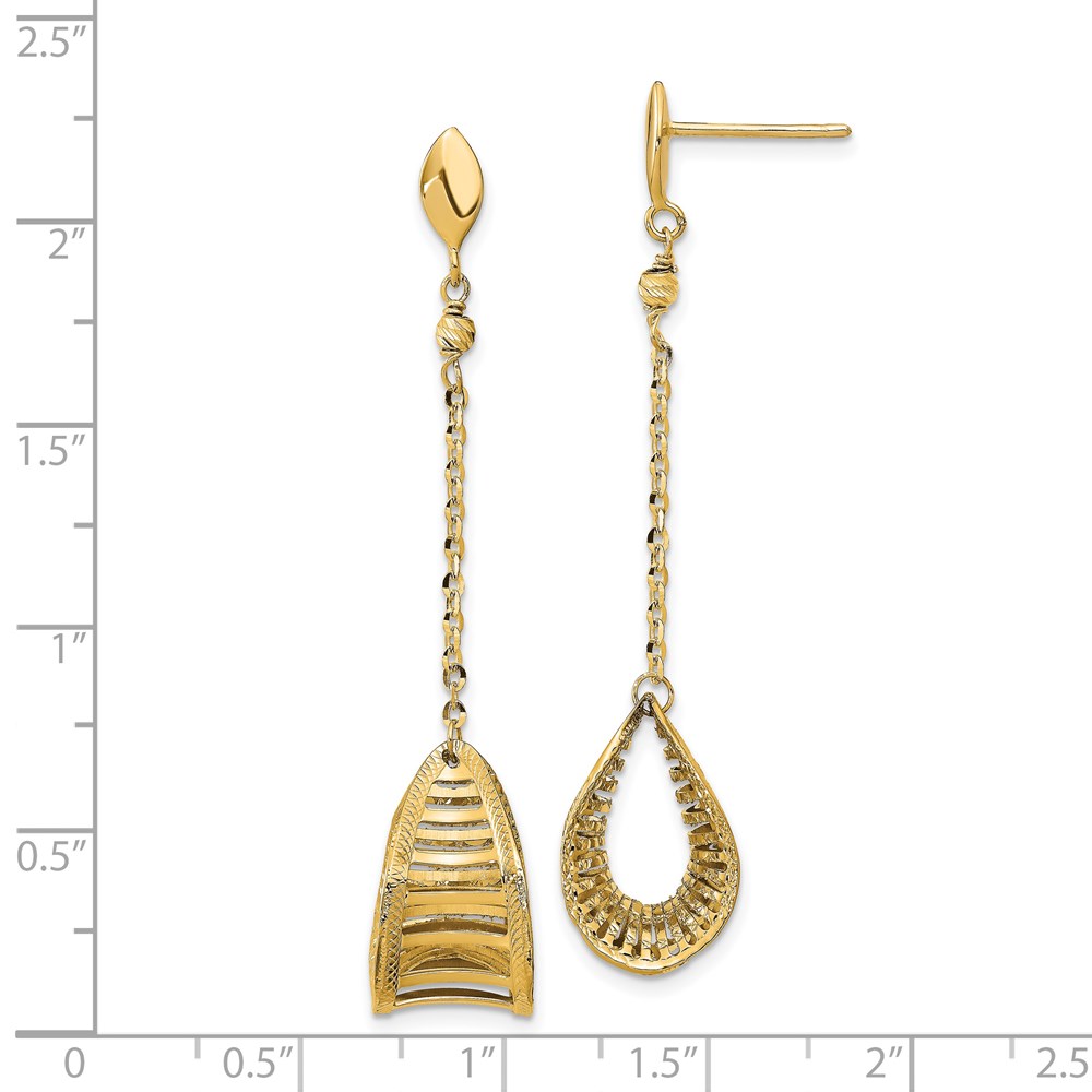 14K Yellow Gold Polished Dangle Earrings Image 3 Raleigh Diamond Fine Jewelry Raleigh, NC