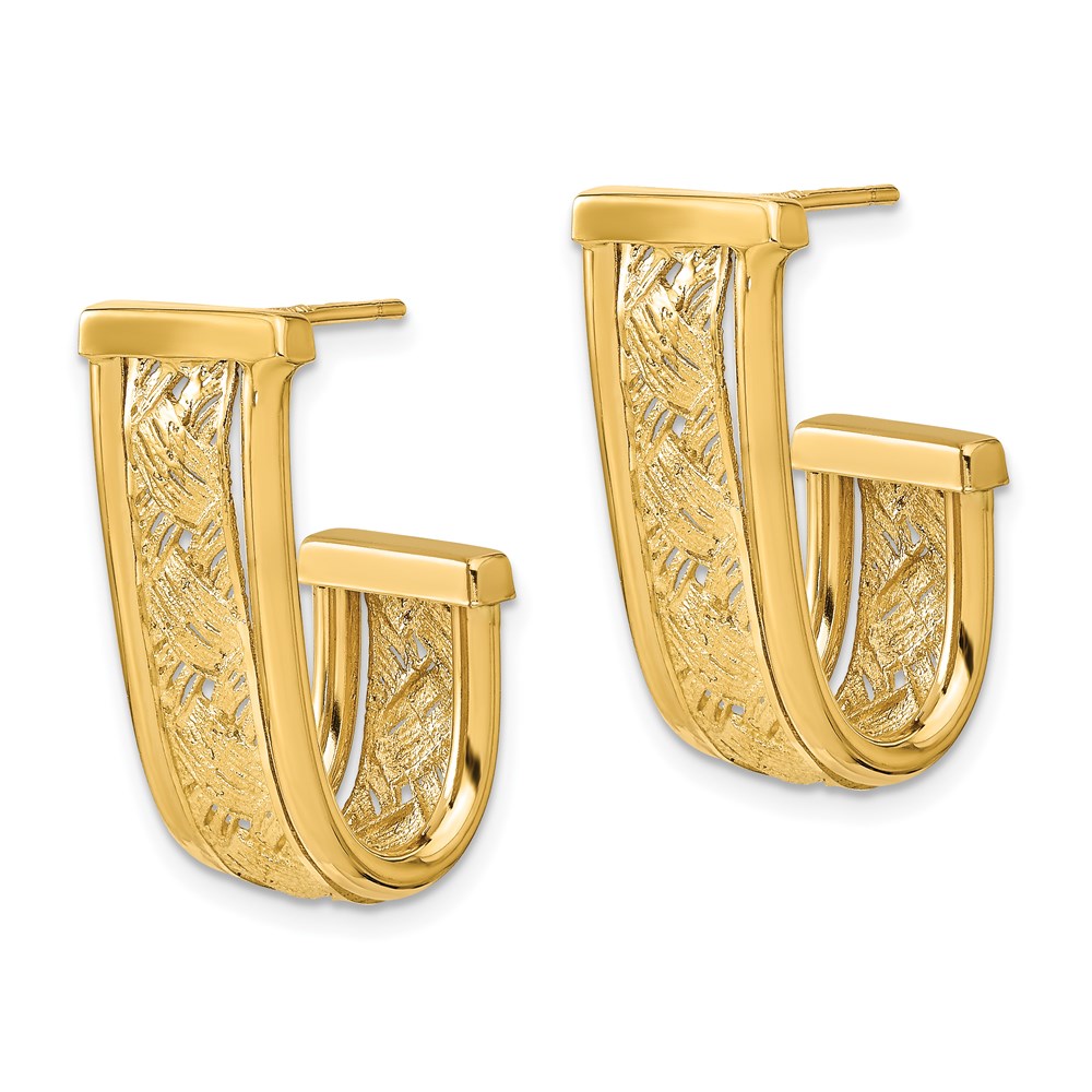 14K Yellow Gold Textured Earrings Image 2 Raleigh Diamond Fine Jewelry Raleigh, NC