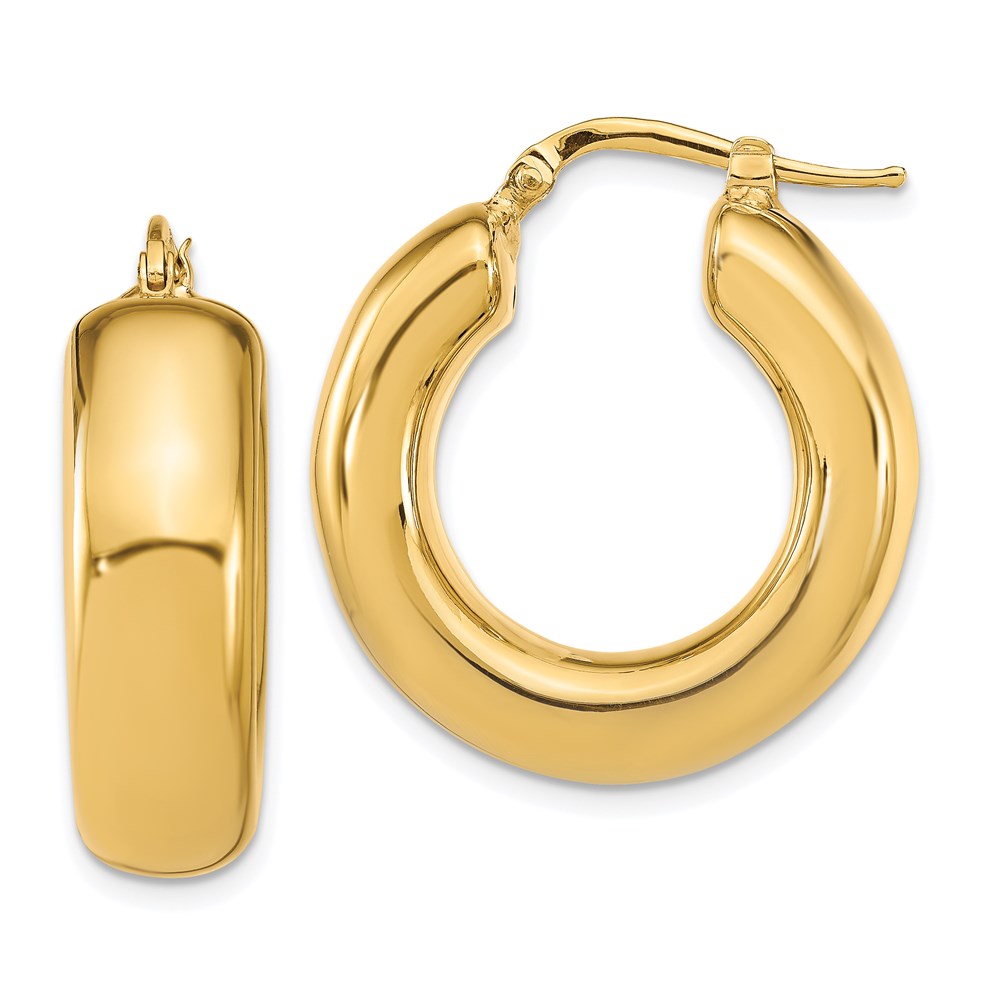 14k Yellow Gold Polished Hoop Earrings 